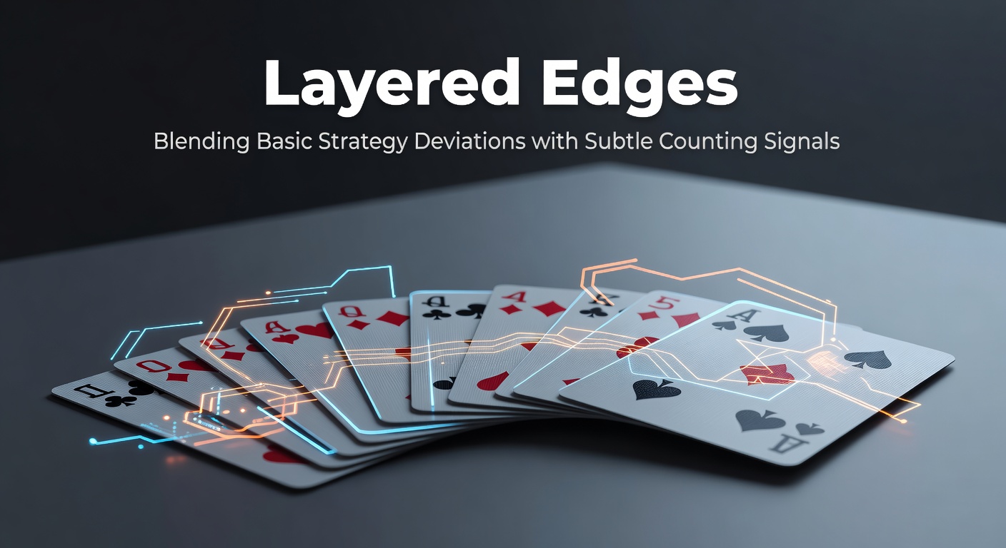 Grafische Darstellung von überlagerten Strategien im Blackjack, mit Karten und Zählmustern