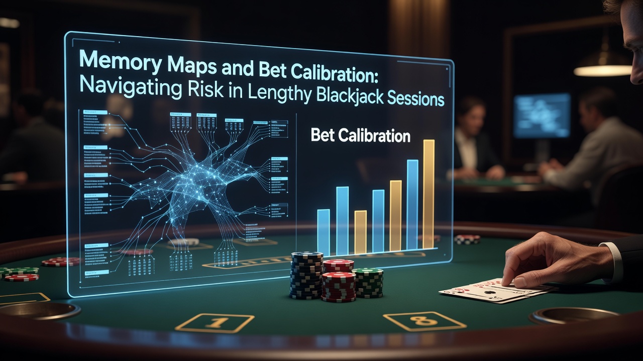 Grafische Darstellung von Gedächtniskarten und Wettanpassungen in Blackjack-Sitzungen