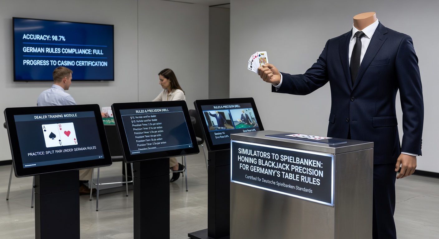 Blackjack-Simulator auf einem Bildschirm mit virtuellen Karten und Einsätzen, der Spieler trainieren lässt